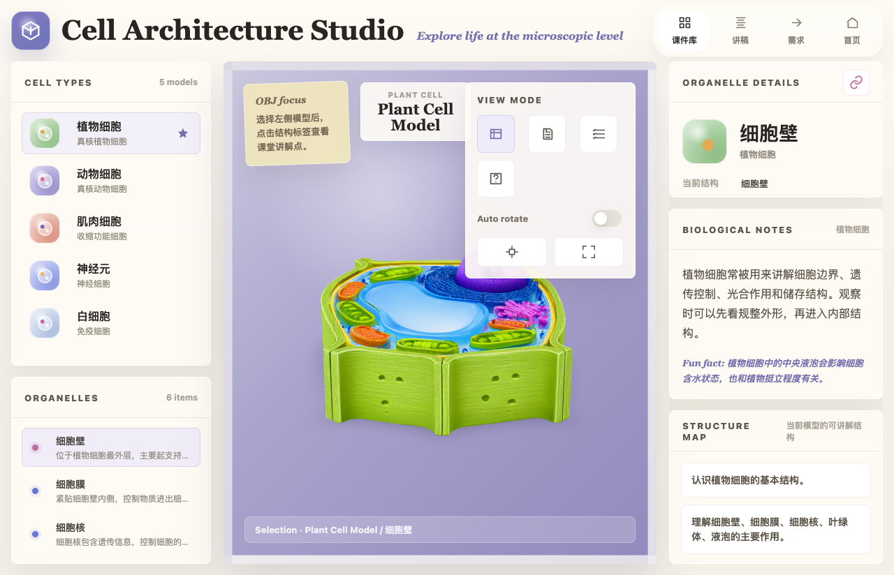 植物细胞 3D 互动课件预览图